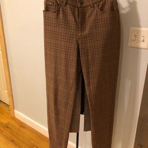 brown plaid trousers womens